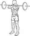 Front squat avec maintien bras croisés, position de départ.