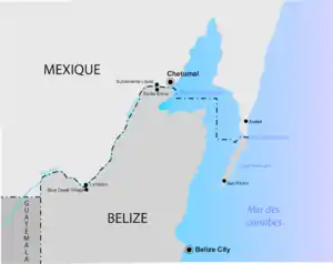Frontière terrestre et maritime entre le Mexique et Belize