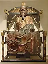 Le Bodhisattva laïc Fu (497-569), protecteur des Bibliothèques tournantes.
