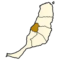 Localisation de Betancuriadans l'île de Fuerteventura.