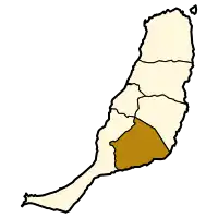 Localisation de Tuinejedans l'île de Fuerteventura.