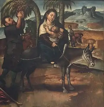 Fuite en Égypte par Cristóbal Lloréns, v. 1560-1570. Musée de l'Almodi de Xàtiva.