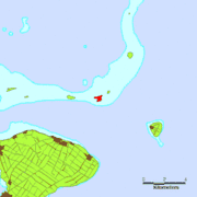 Carte des îles de Tongatapu, avec Fukave en rouge.