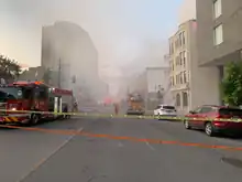 Photo de la fumée sur la rue Sherbrooke de Montréal.