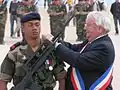 Fusiliers marins, remise des fourragères, pendant la cérémonie du 6 juin 2009, hommage au commando Kieffer.