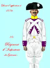 Uniforme du régiment de Gâtinais de 1776 à 1779