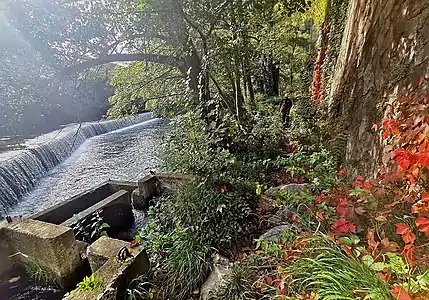 Un pêcheur de dimanche à côté d'un seuil (en aval de l'ancienne fonderie, quartier Lafayette)