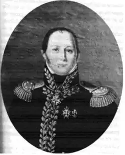 Médaillon représentant un officier napoléonien portant des épaulettes.