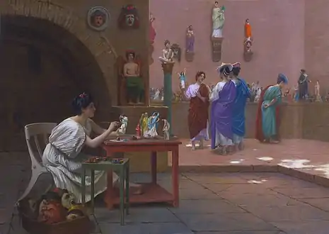 Atelier de Tanagra (atelier Tanagra), 1893, collection particulière ; vendu aux enchères par Sotheby's en 2013 pour 125 000 $.