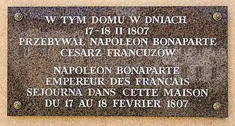 Plaque à la mémoire de Napoléon Ier