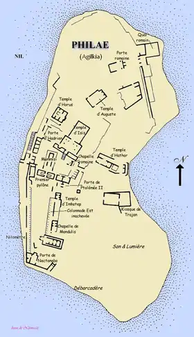 plan général de l'île de Philæ.