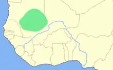 carte de l'ouest de l'Afrique avec une zone verte au nord du golfe de Guinée