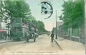 La station des tramways au début du XXe siècle, sur la rue Jean Lolive (RN3)