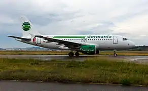 Un Airbus A319 de Germania à l'aéroport de Toulouse-Blagnac