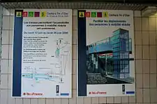 Affiche sur les travaux d'accessibilité en gare.