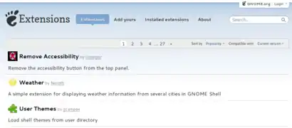 Site web gestionnaire des extensions GNOME Shell.