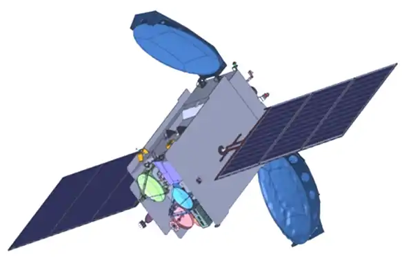 Schéma du satellite de télécommunications GSAT-17 en position déployée