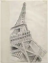 Tour Eiffel, 1926-1928, crayon Conté sur papier, 62,3 × 47,5 cm, musée Solomon R. Guggenheim, New York.