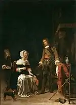 Jeune femme offrant un verre de vin à un officier, 1660-1661Musée du Louvre