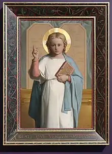 Gabriel Tyr. "Le Christ enfant instruisant". 1850. Huile et or sur toile