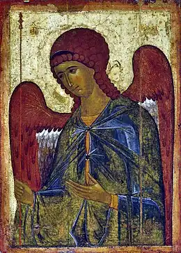 L'Archange Gabriel de Visotski, XIVe siècle. Partie de l'iconostase de Visotski à Serpoukhov.