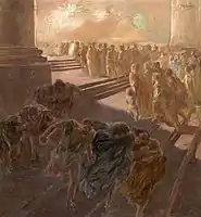 Les Marchands chassés du temple, avant 1920, huile sur toile