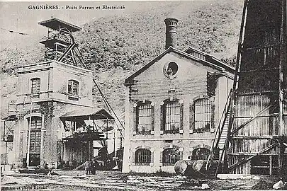 Le puits Parran et l'usine électrique en 1909.