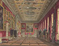 La King's Gallery ou galerie du Roi au palais de Kensington tiré de The History of the Royal Residences par W.H. Pyne (1819).