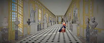 Restitution de la galerie des sculptures de Fouquet à Saint Mandé, vers 1660. Voir aussi le clip vidéo 3D.