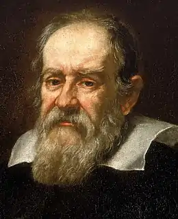 Peinture représentant Galilée avec une grande barbe blanche.