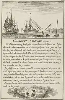 La description de la galiote à bombes et du fonctionnement de son artillerie.