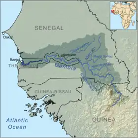 Fleuve Gambie, traversant une partie du territoire sénégalais.