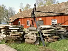 Ancienne usine mécanique de découpe de pierre à Råbäck.