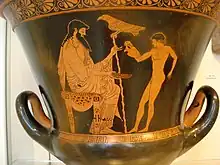 Représentation de Ganymède versant une libation à Zeus, vase attique
