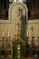 Statue de la Vierge à l'Enfant en pierre de Lens, Émilien Cabuchet, chapelle de la Vierge et du Saint-Sacrement.