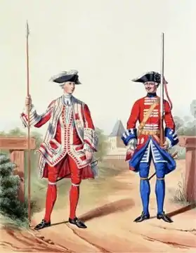 Soldat et officier des Gardes Suisses en 1757