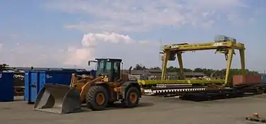 Pelleteuse sur le terminal.