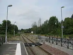 Photographie en couleur d'une ligne de chemin de fer.