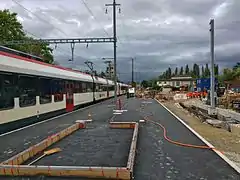 La gare en avril 2017, pendant la construction du nouveau quai pour le Léman 2030.