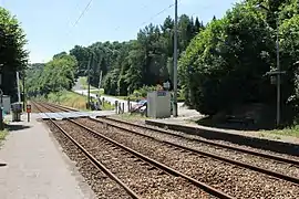 Sortie de la gare, direction Rouen.