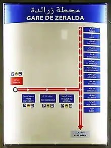 Tracé de la ligne depuis la gare de Zéralda