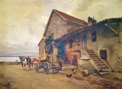 Scène de village, mairie de Pontcarré.