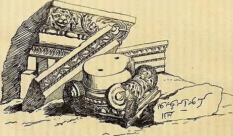 Dessin des ruines du temple par Ker Porter.