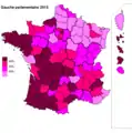 Résultats électoraux de la gauche parlementaire au premier tour par département.