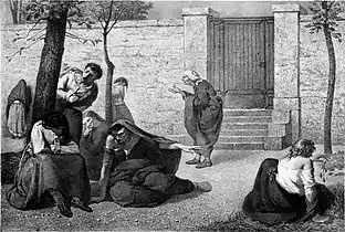 Folles de la Salpétrière (Cour des agitées) (1857), lithographie.