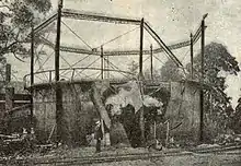 Le gazomètre de Morhange détruit par la première bombe française.