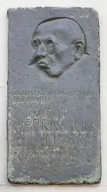 Plaque Max Herrmann-Neisse à Neisse