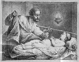 Guéhazi tente de ressusciter le fils de la Sunamite avec le bâton d'Élisée, avant 1780