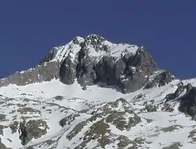 Vue de la face ouest de la cime du Gélas depuis le vallon de la Madone de Fenestre.