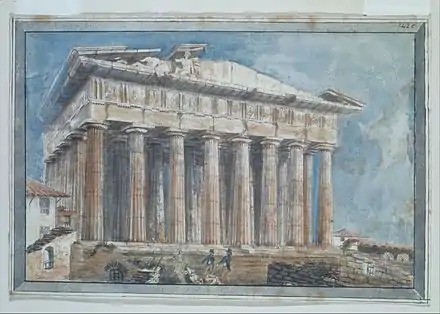 Tableau représentant un temple antique
